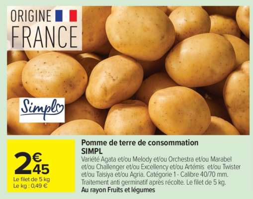 Pomme de terre de consommation SIMPL