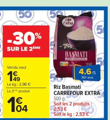 Riz Basmati CARREFOUR EXTRA