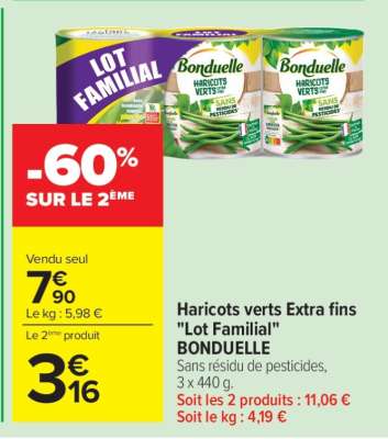 Haricots verts Extra fins «Lot familial» BONDUELLE