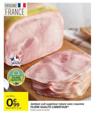 JAMBON CUIT SUPÉRIEUR NATURE AVEC COUENNE