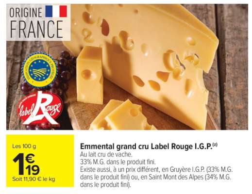 Emmental Grand Cru Label Rouge I.G.P.