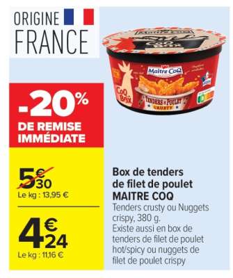 Box de tenders de filet de poulet MAITRE COQ