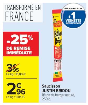 Saucisson JUSTIN BRIDOU