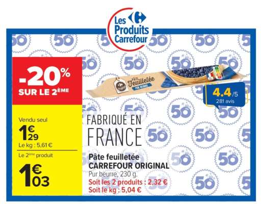 Pâte feuilletée CARREFOUR ORIGINAL