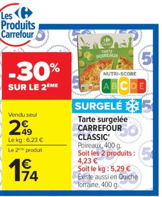 Tarte surgelée CARREFOUR CLASSIC’
