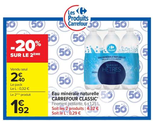 Eau minérale naturelle CARREFOUR CLASSIC'