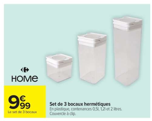 Set de 3 bocaux hermétiques