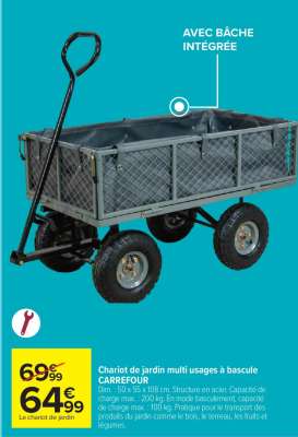 Chariot de jardin multi usages à bascule CARREFOUR