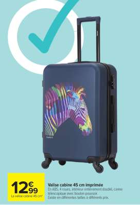 Valise cabine 45 cm imprimée