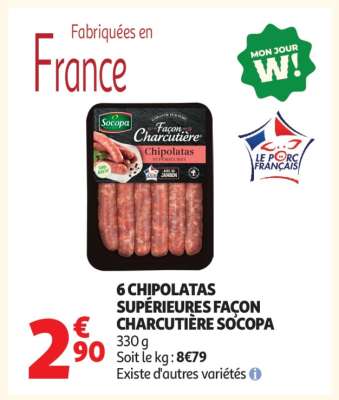 6 CHIPOLATAS SUPÉRIEURES FAÇON CHARCUTIÈRE SOCOPA