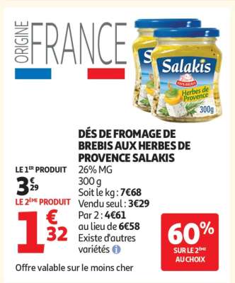 DÉS DE FROMAGE DE BREBIS AUX HERBES DE PROVENCE SALAKIS
