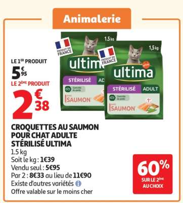 Croquettes Au Saumon Pour Chat Adulte Stérilisé Ultima