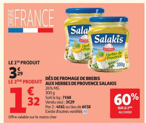 DÉS DE FROMAGE DE BREBIS AUX HERBES DE PROVENCE SALAKIS