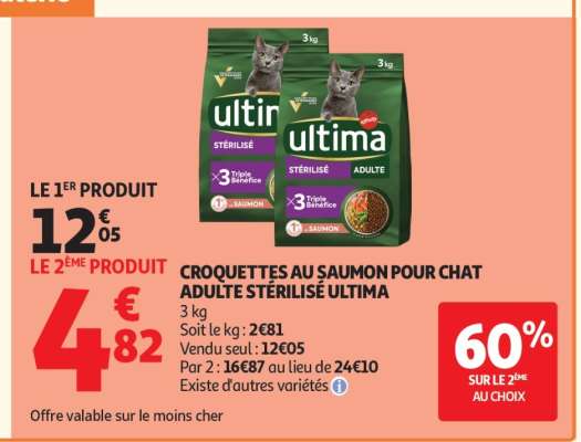 Croquettes Au Saumon Pour Chat Adulte Stérilisé Ultima