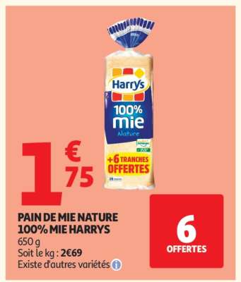 PAIN DE MIE NATURE 100% MIE HARRYS