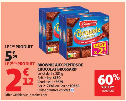 BROWNIE AUX PÉPITES DE CHOCOLAT BROSSARD