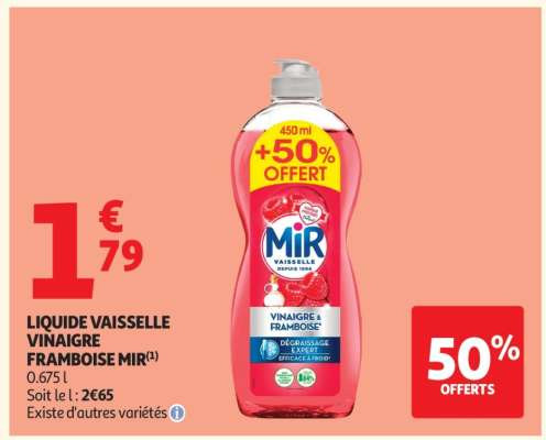 LIQUIDE VAISSELLE VINAIGRE FRAMBOISE MIR