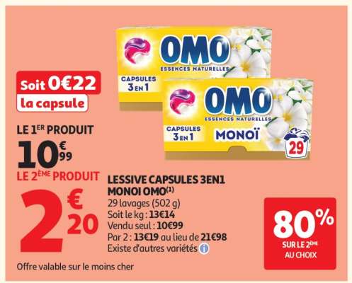 LESSIVE CAPSULES 3EN1 MONOI OMO