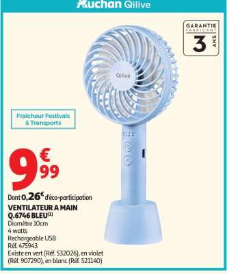 VENTILATEUR A MAIN Q.6746 BLEU