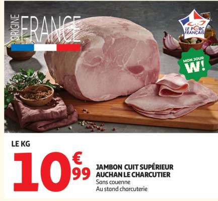 Jambon Cuit Supérieur Auchan Le Charcutier