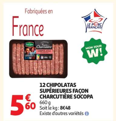 12 chipolatas supérieures façon charcutière SOCOPA