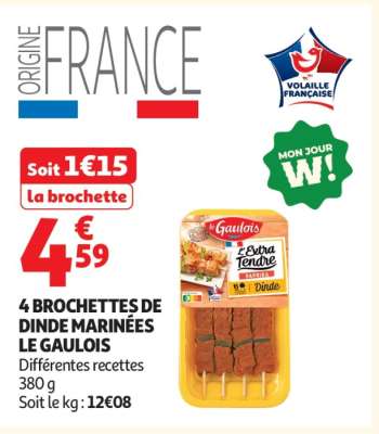 4 BROCHETTES DE DINDE MARINÉES LE GAULOIS