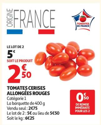 TOMATES CERISES ALLONGÉES ROUGES