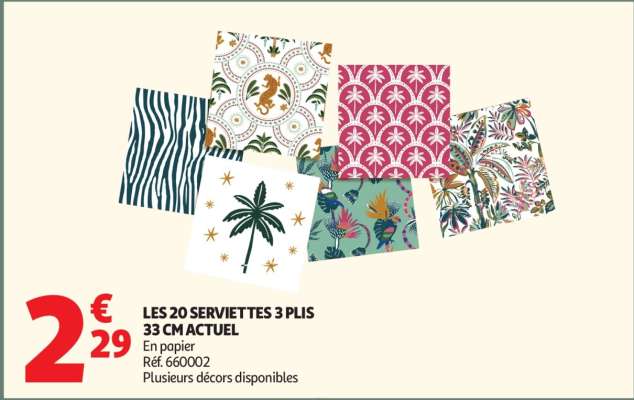 Les 20 Serviettes 3 Plis 33 Cm Actuel