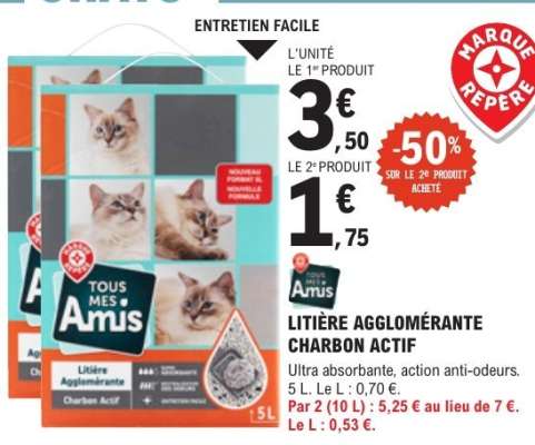 LITIÈRE AGGLOMÉRANTE CHARBON ACTIF