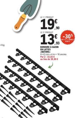 Bordure à gazon en lattes «Nature»