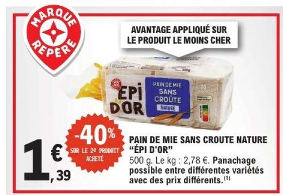 PAIN DE MIE SANS CROUTE NATURE "ÉPI D'OR"