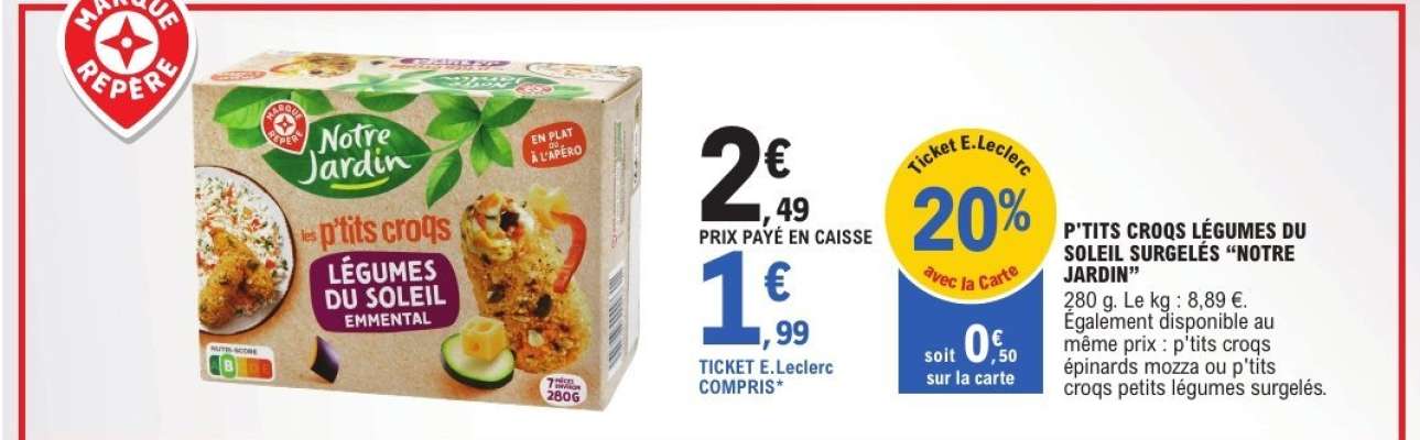 P'tits Croqs Légumes du Soleil Surgelés "Notre Jardin"