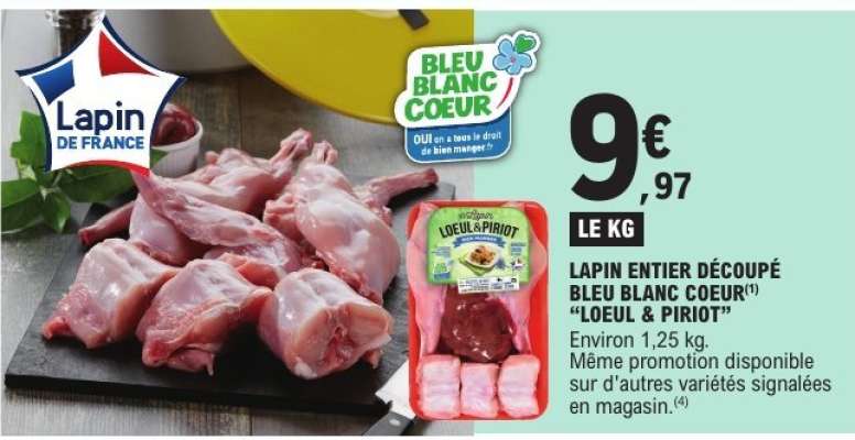 Lapin Entier Découpé Bleu Blanc Coeur