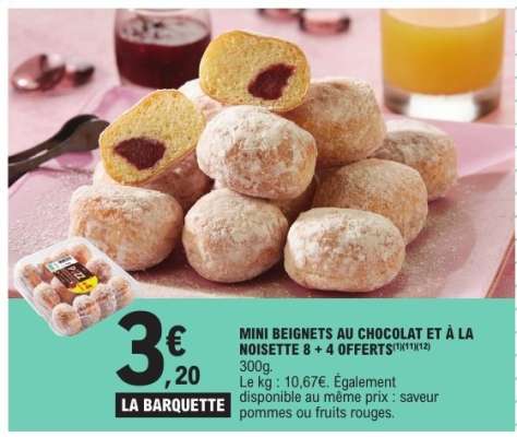 MINI BEIGNETS AU CHOCOLAT ET À LA NOISETTE 8 + 4 OFFERTS