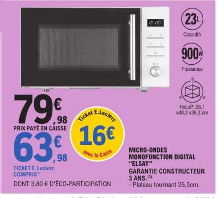 Micro-ondes Monofonction Digital 'Elsay'