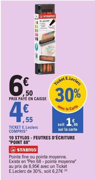 10 Stylos - Feutres d'écriture 'Point 88'