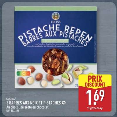 CUCINA 3 BARRES AUX NOIX ET PISTACHES