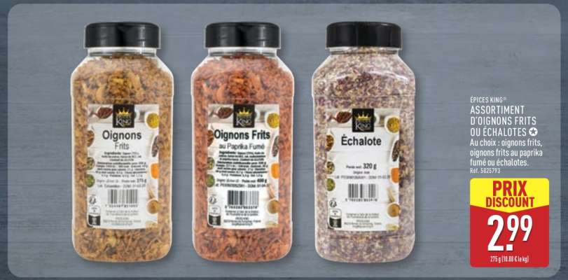 ASSORTIMENT D'OIGNONS FRITS OU ÉCHALOTES