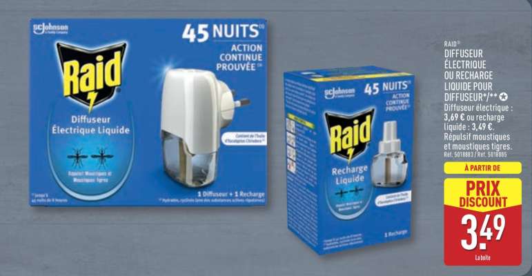 RAID Diffuseur Électrique ou Recharge Liquide pour Diffuseur