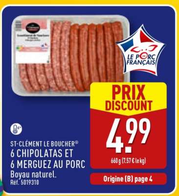 6 Chipolatas et 6 Merguez au Porc