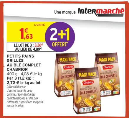 PETITS PAINS GRILLÉS AU BLÉ COMPLET CHABRIOR