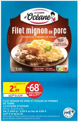 Filet mignon de porc et écrasé de pommes de terre