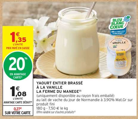 Yaourt entier brassé à la vanille La Ferme du Manege