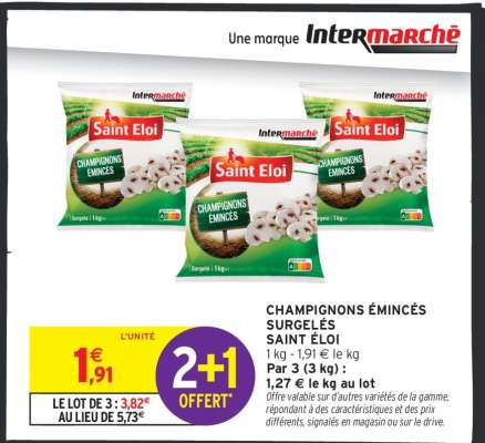Champignons émincés surgelés Saint Éloi