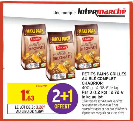 PETITS PAINS GRILLÉS AU BLÉ COMPLET CHABRIOR