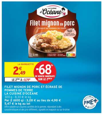 Filet mignon de porc et écrasé de pommes de terre