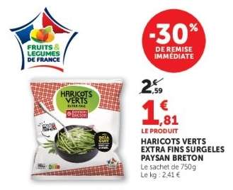 HARICOTS VERTS EXTRA FINS SURGELES PAYSAN BRETON