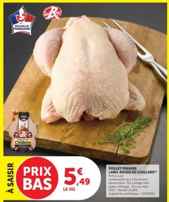 POULET FERMIER LABEL ROUGE DE CHALLANS
