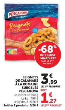 Beignets de Calamars à la Romaine Surgelés 'Pescanova'
