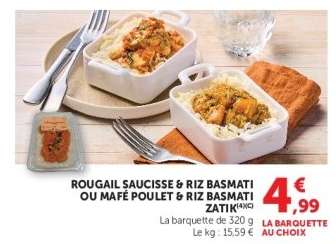 ROUGAIL SAUCISSE & RIZ BASMATI OU MAFÉ POULET & RIZ BASMATI